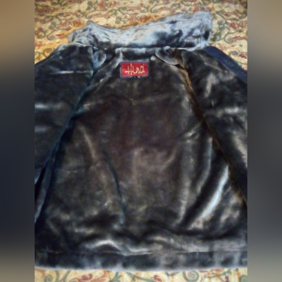 HIND Leather Faux Fur Insulated Removable Hooded Jacket Coat Men's L Blue/Gray - Picture 9 of 16